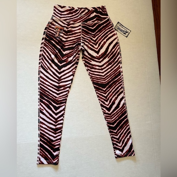 Zubaz NCAA Texas Tech Red Raider zebra leggings. 3 inch waist band Sz M. J2 - Picture 2 of 8
